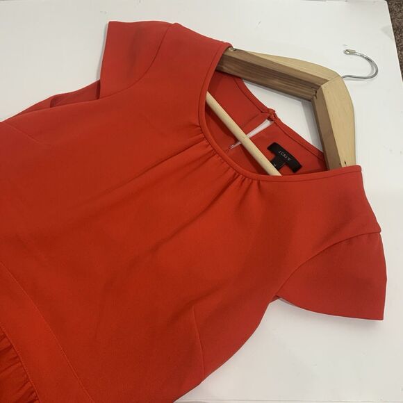 J. Crew Red Poppy Crepe Short Sleeve Dress Size 10 Medium Women’s - Picture 9 of 10